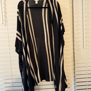 Black and White Striped Kimono